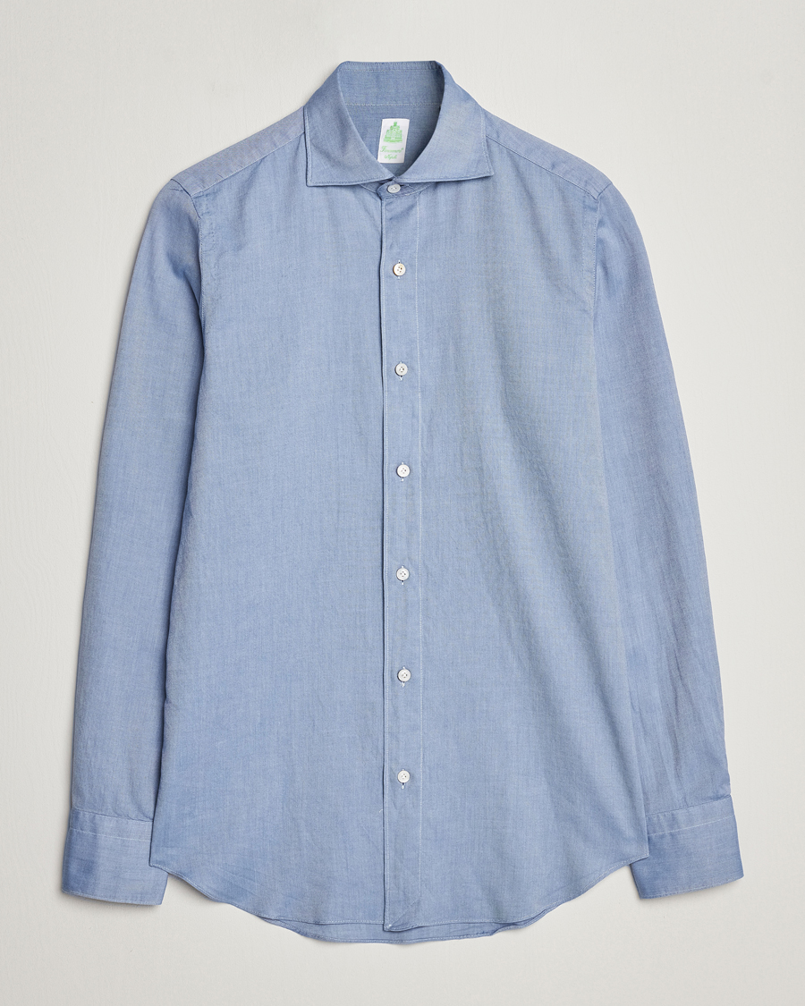 Homme | Chemises | Finamore Napoli | Tokyo Slim Flannel Shirt Light Blue