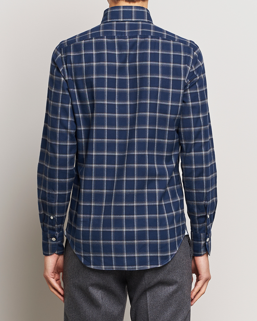 Homme | Chemises | Finamore Napoli | Tokyo Slim Flannel Button Down Shirt Navy Check