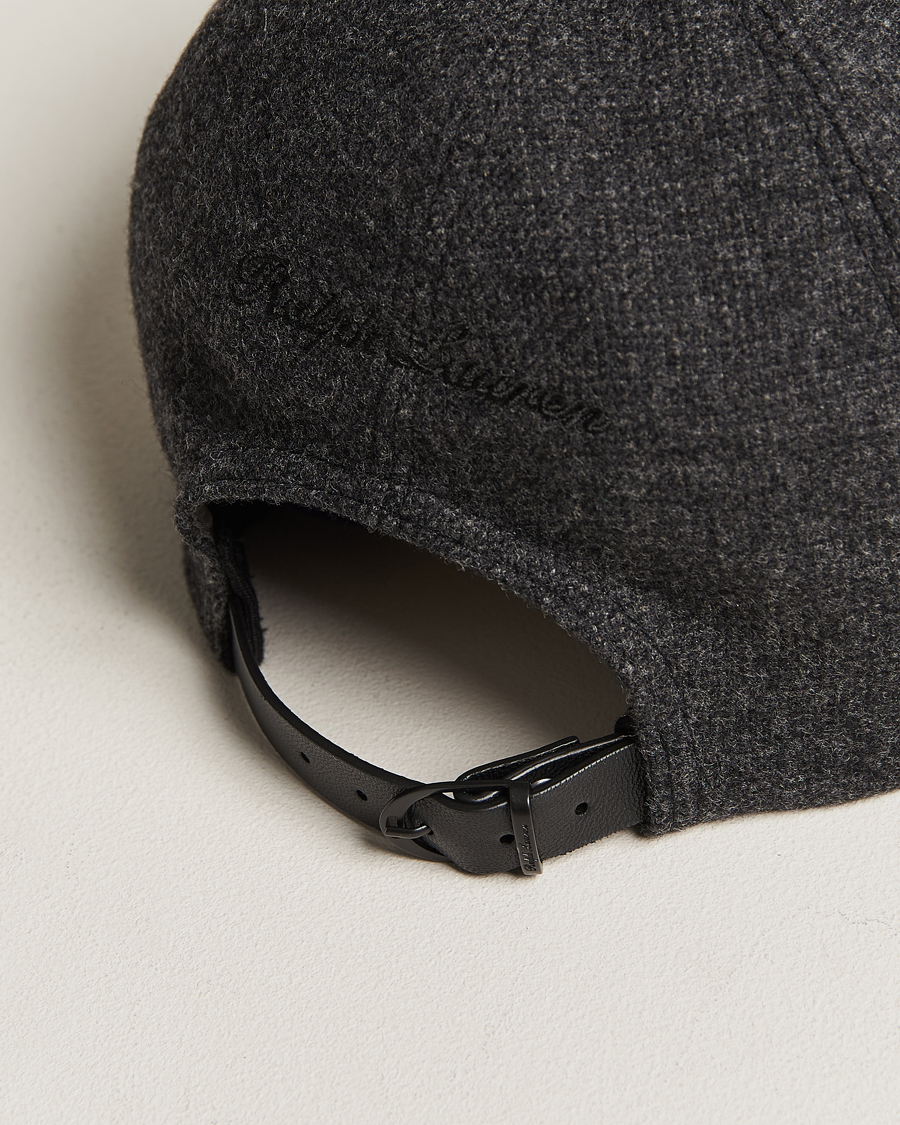 Homme | Ralph Lauren Purple Label Herringbone Wool Baseball Cap Charcoal | Ralph Lauren Purple Label | Herringbone Wool Baseball Cap Charcoal