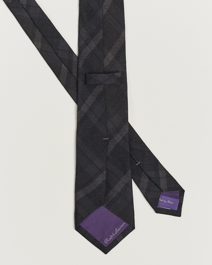 Homme |  | Ralph Lauren Purple Label | Tonal Plaid Tie Dark Grey