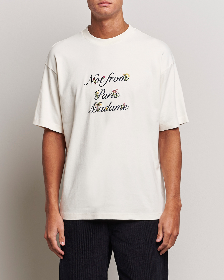Homme | T-shirts | Drôle de Monsieur | Flower Slogan T-Shirt Cream