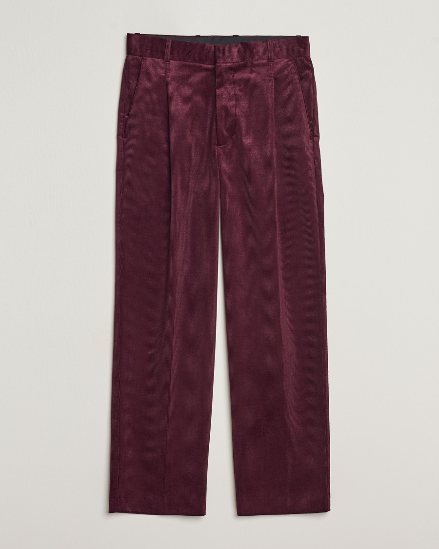 Homme | Pantalons | Drôle de Monsieur | Pleated Corduroy Trousers Wine