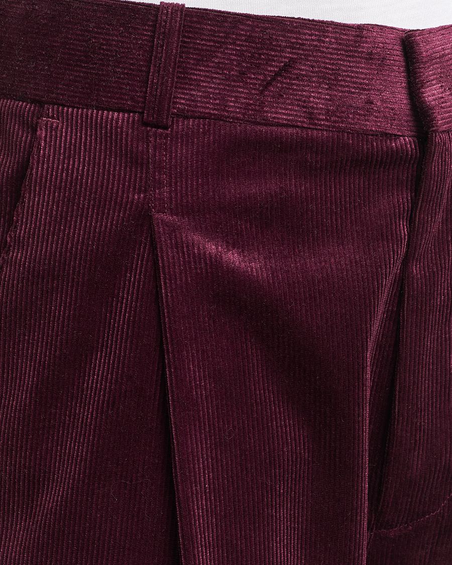Homme | Pantalons | Drôle de Monsieur | Pleated Corduroy Trousers Wine