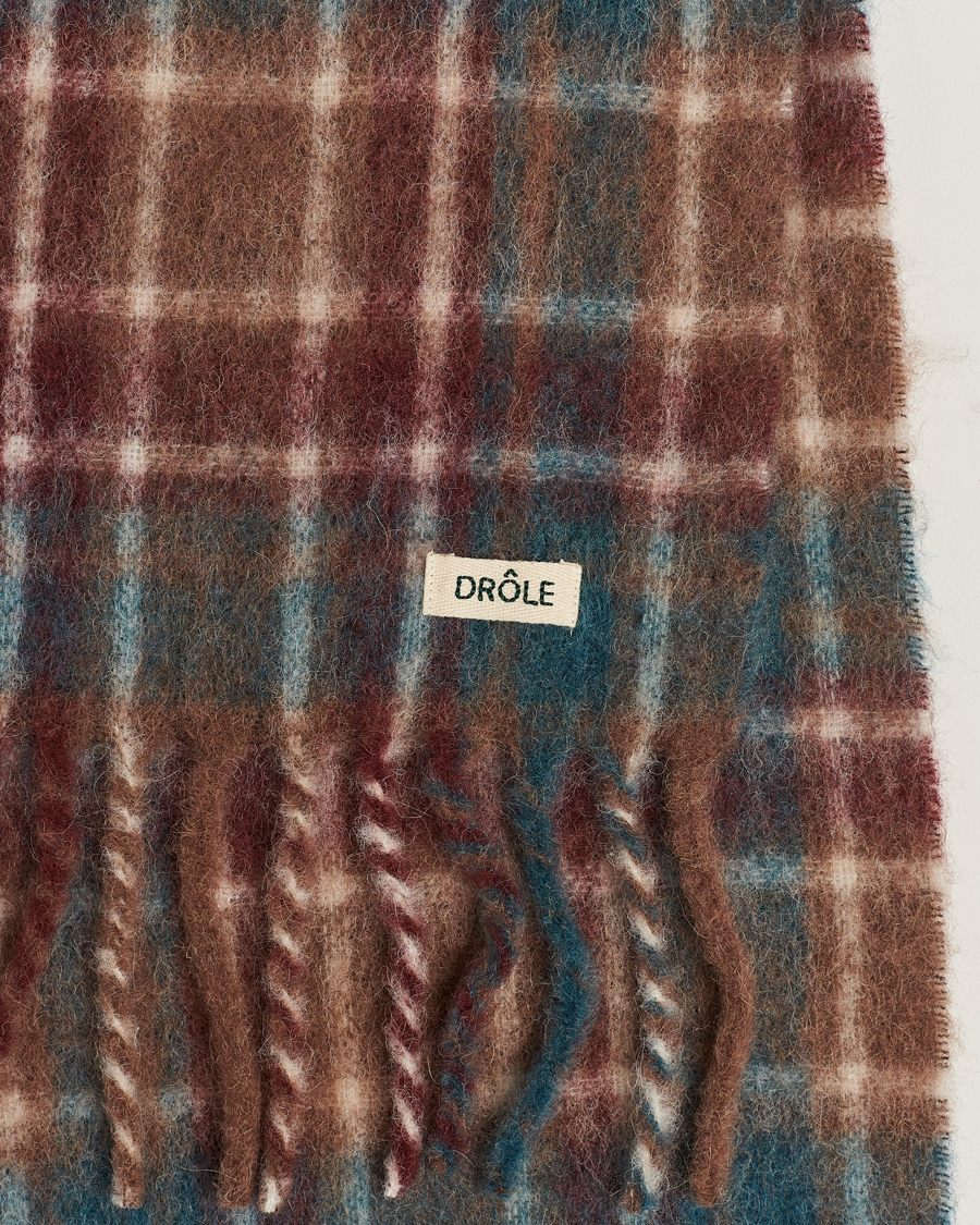 Homme | Drôle de Monsieur Mohair Check Scarf Brown/Blue | Drôle de Monsieur | Mohair Check Scarf Brown/Blue