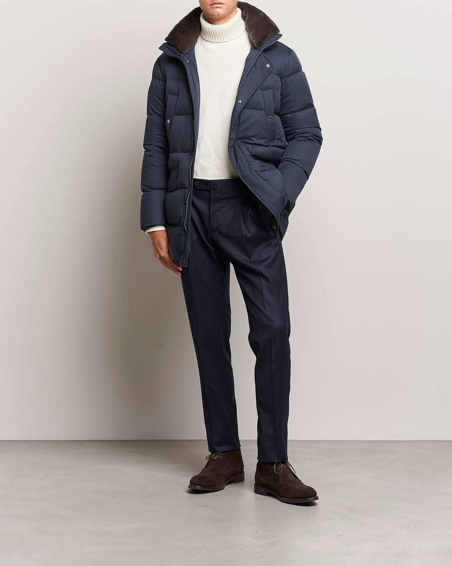 Homme | Manteaux Et Vestes | Herno | Faux Fur Down Parka Navy
