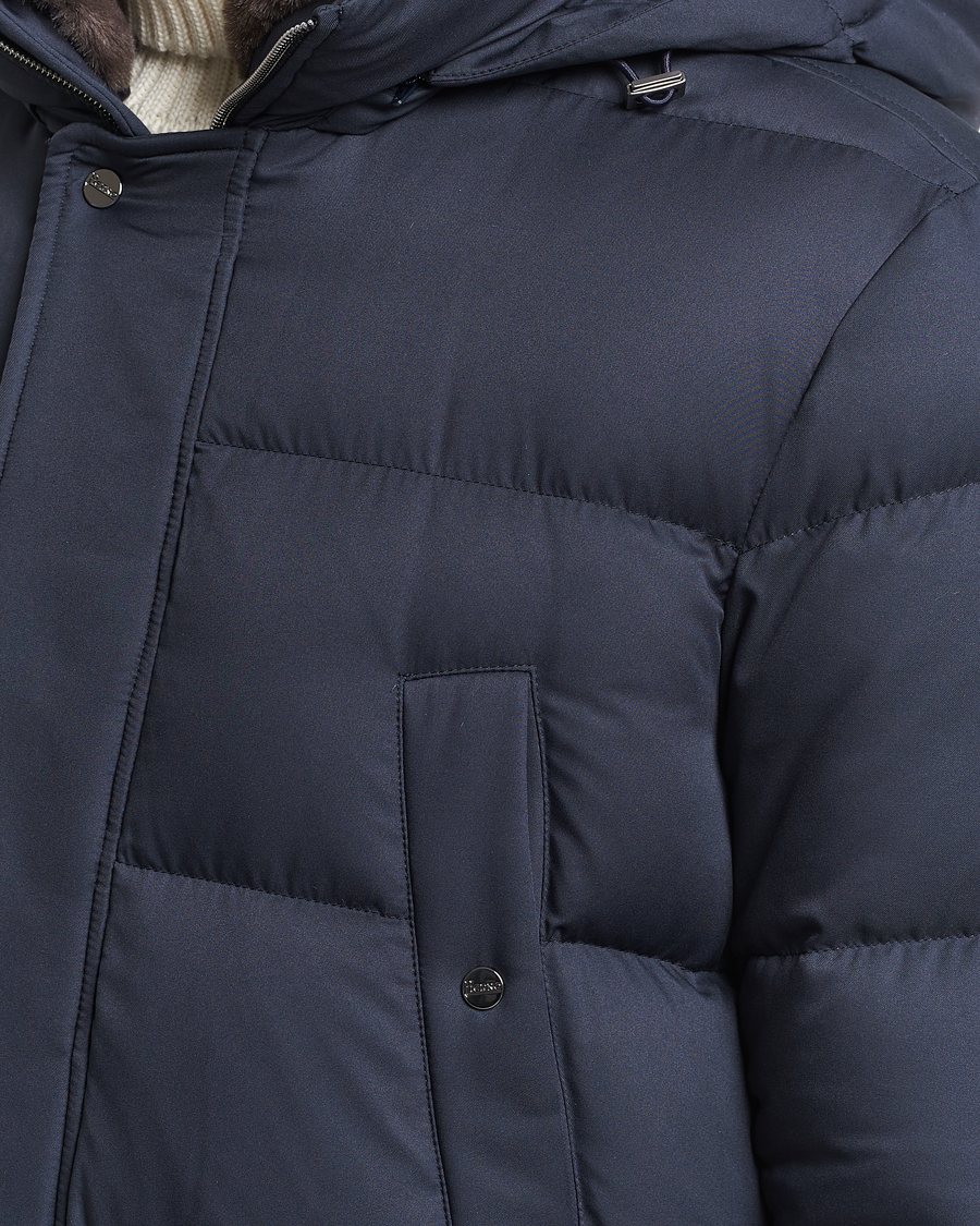 Homme | Manteaux Et Vestes | Herno | Faux Fur Down Parka Navy