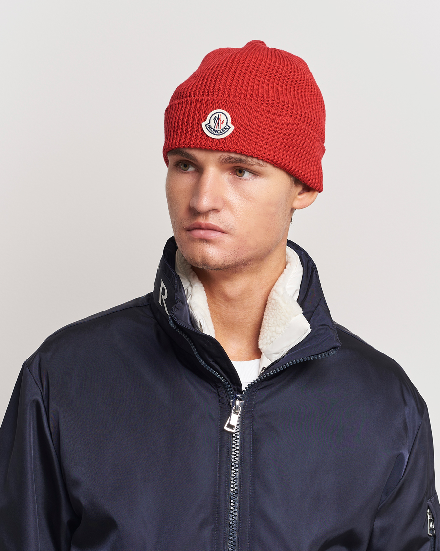 Homme |  | Moncler | Ribbed Wool Beanie Red