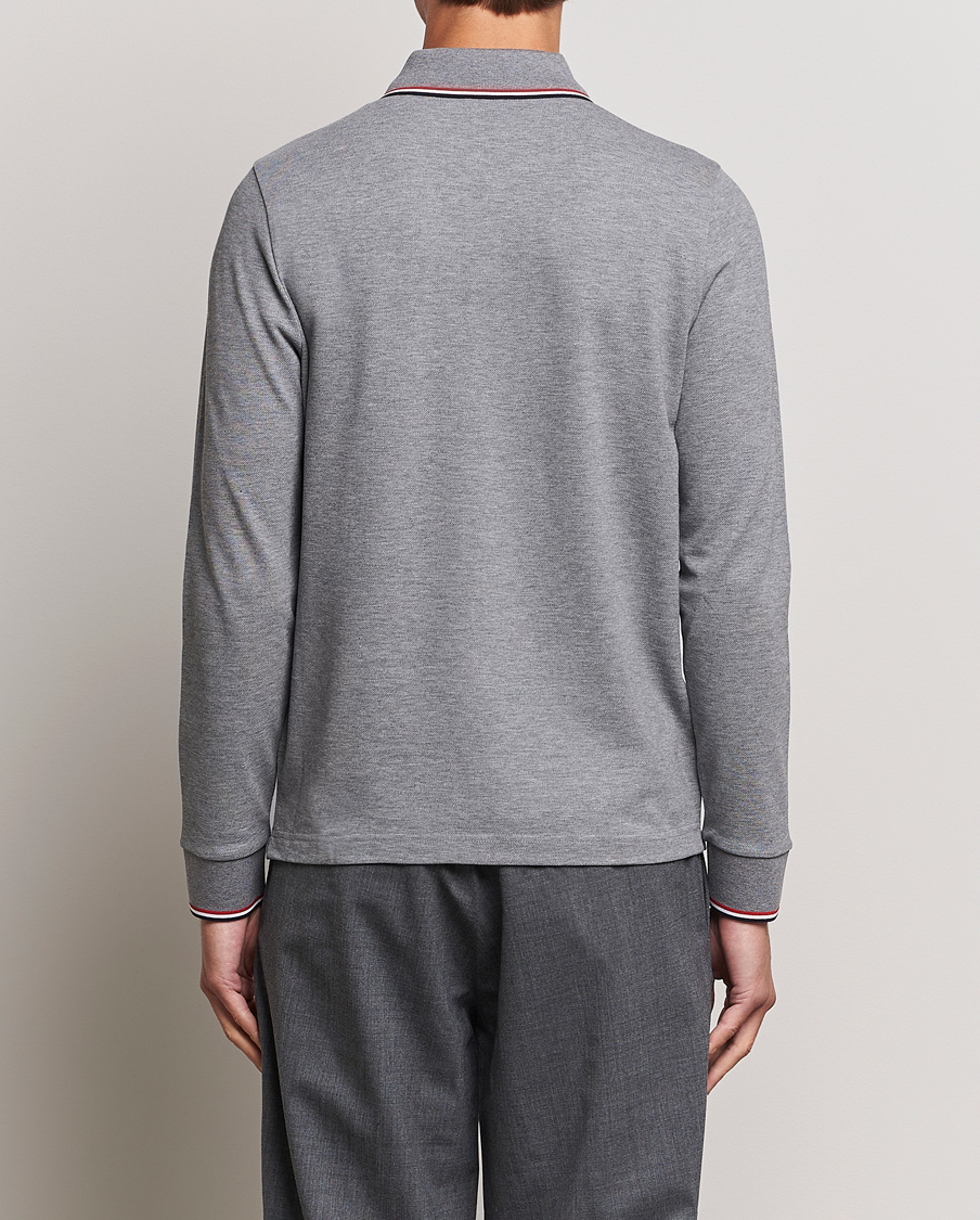 Homme | Pulls Et Tricots | Moncler | Contrast Rib Long Sleeve Polo Light Grey