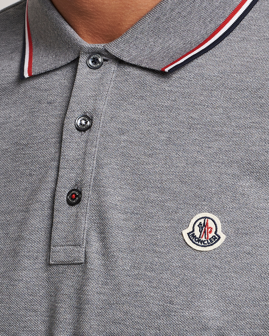 Homme | Pulls Et Tricots | Moncler | Contrast Rib Long Sleeve Polo Light Grey