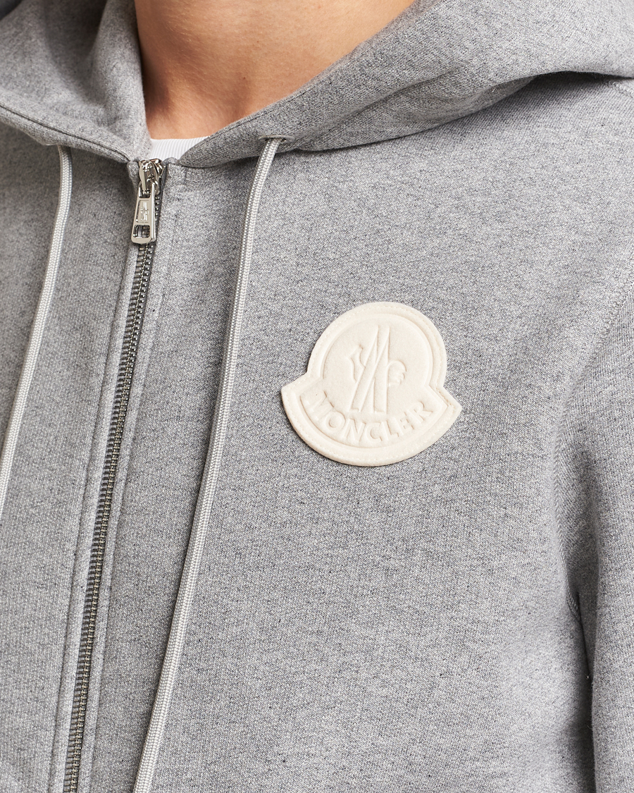 Homme | Pulls Et Tricots | Moncler | Patch Logo Zip Hoodie Light Grey