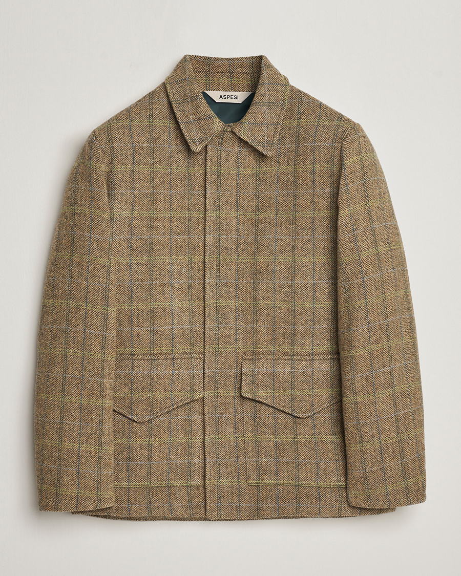 Homme | Manteaux Et Vestes | Aspesi | Tweed Hunting Jacket Green Check