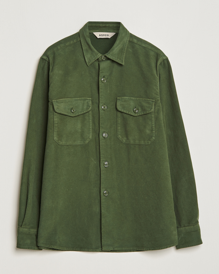 Homme | Manteaux Et Vestes | Aspesi | Moleskine Shirt Jacket Dark Military