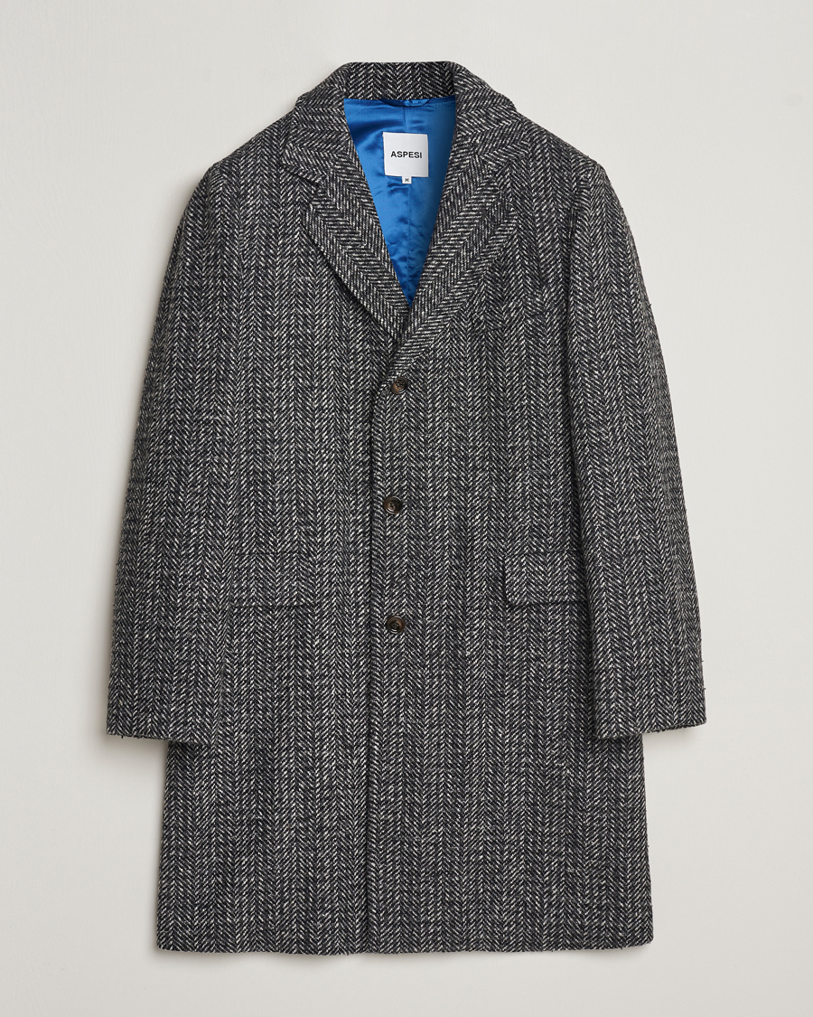 Homme | Manteaux Et Vestes | Aspesi | Herringbone Wool Coat Grey
