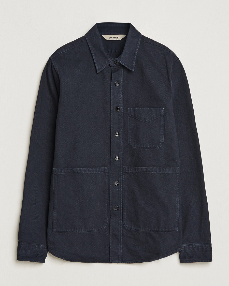 Homme | Chemises | Aspesi | Cotton Utility Shirt Navy