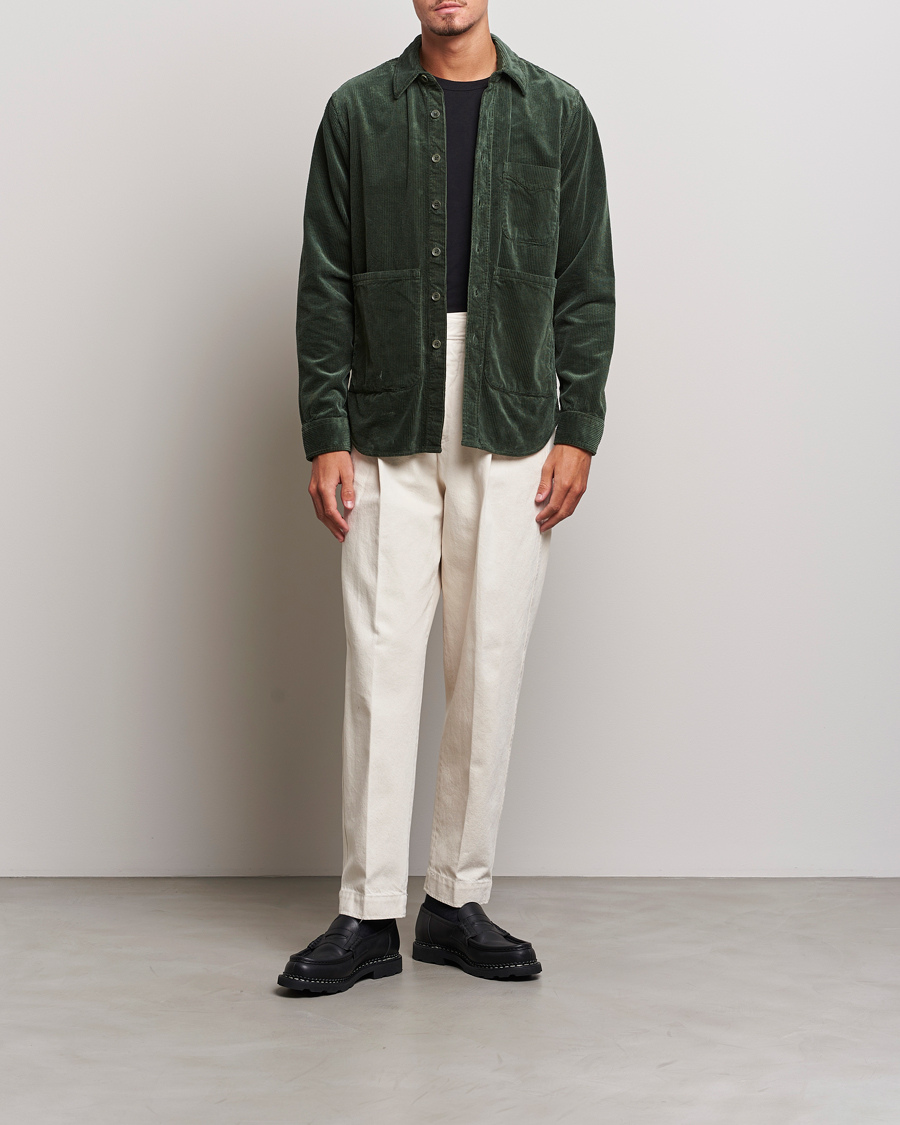 Homme | Chemises | Aspesi | Corduroy Utility Shirt Dark Military