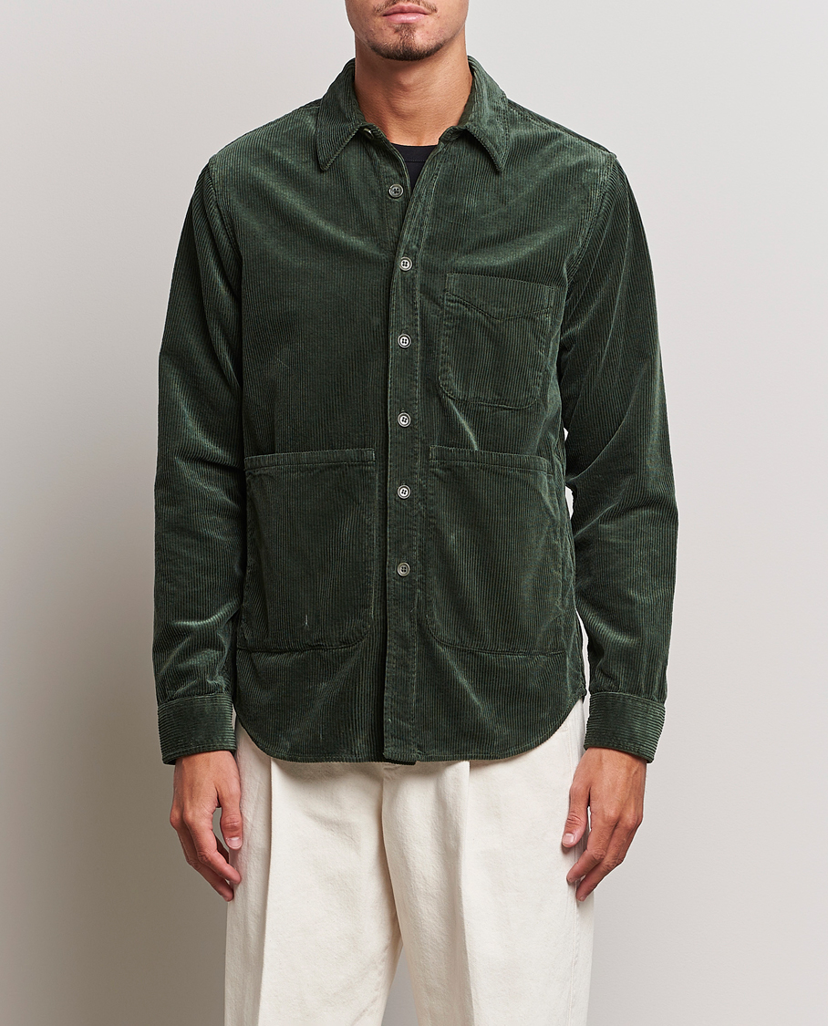 Homme | Chemises | Aspesi | Corduroy Utility Shirt Dark Military