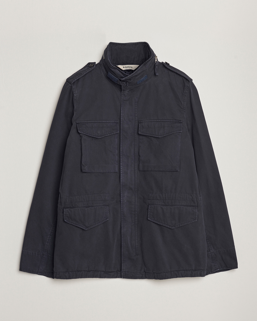 Homme | Manteaux Et Vestes | Aspesi | Lined Cotton Field Jacket Navy