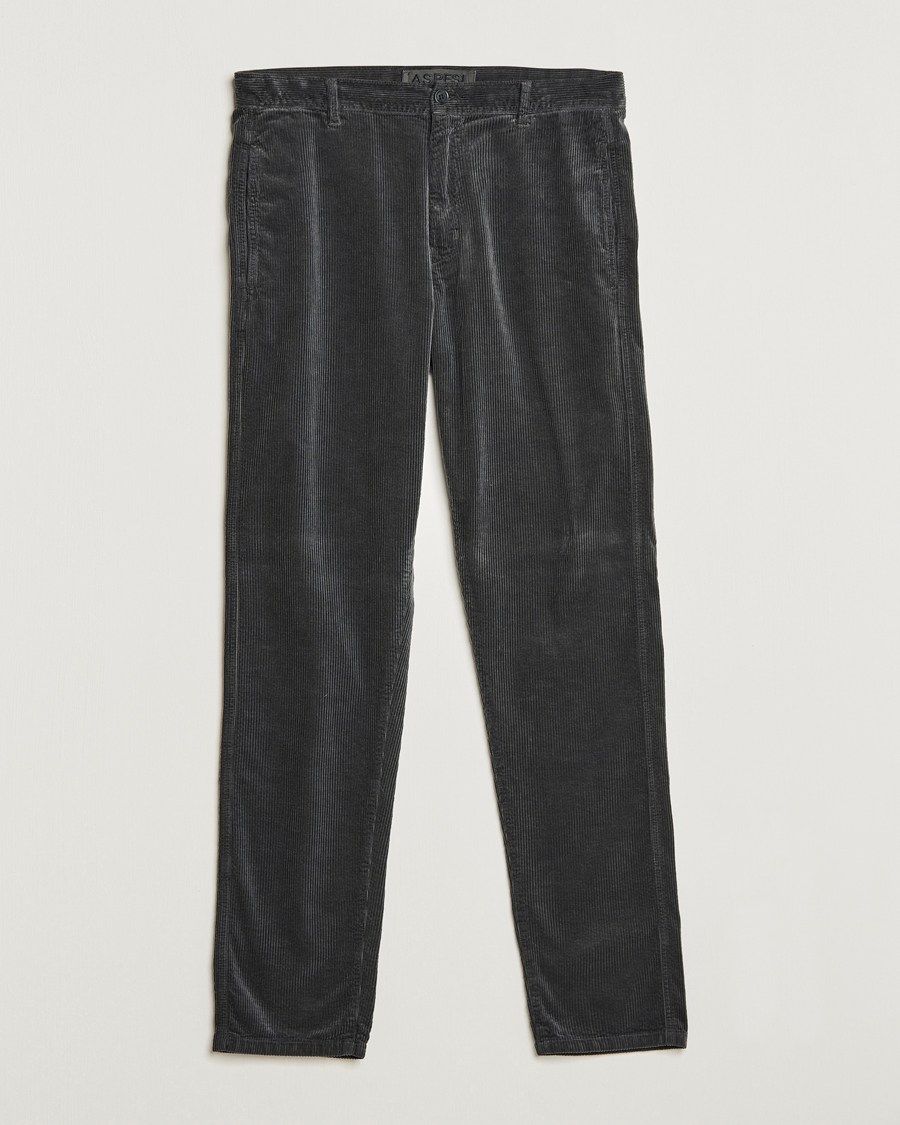 Homme | Pantalons | Aspesi | Drawstring Corduroy Trousers Charcoal