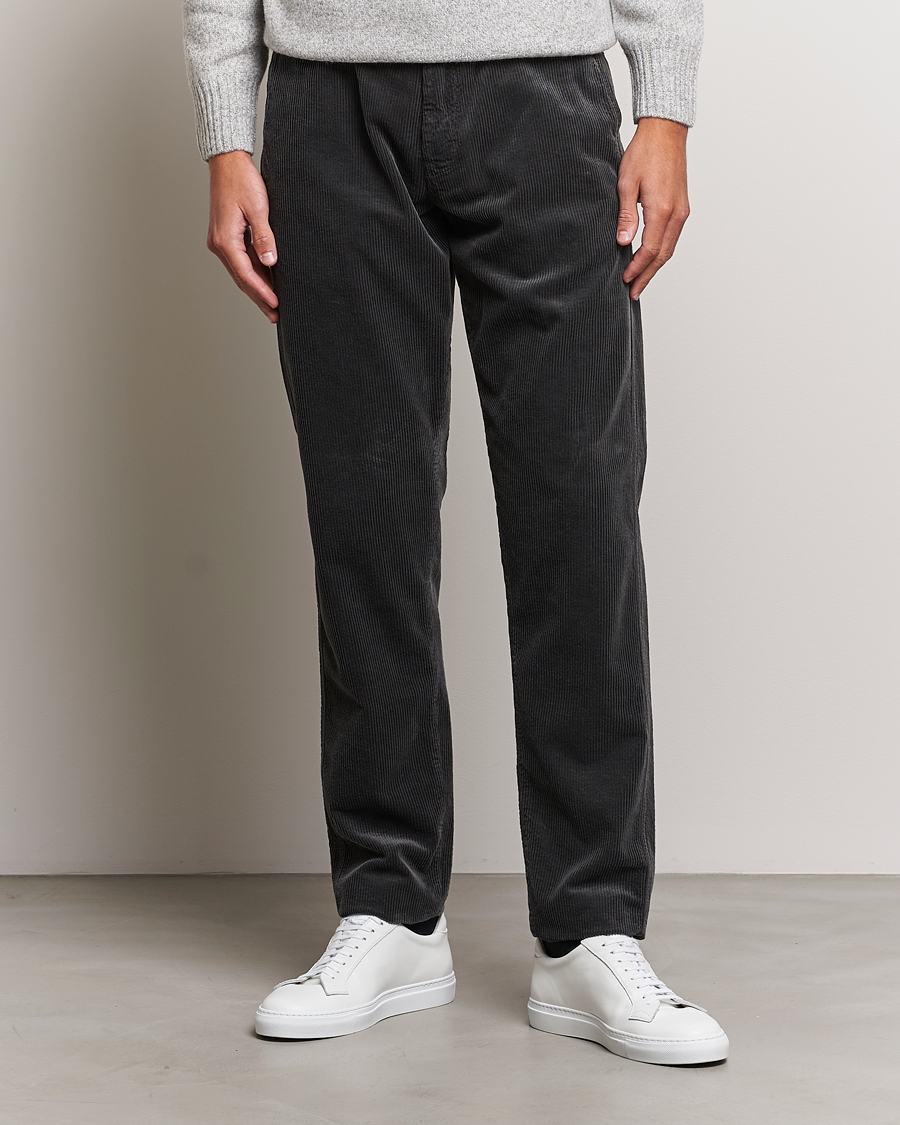 Homme | Pantalons | Aspesi | Drawstring Corduroy Trousers Charcoal