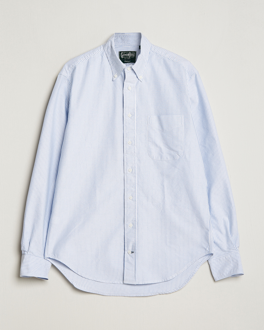Homme | Chemises | Gitman Vintage | Button Down Striped Oxford Shirt Light Blue