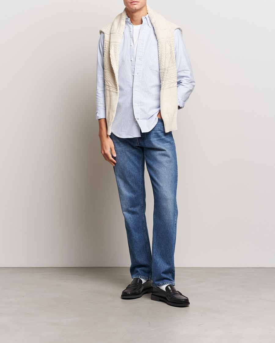 Homme | Chemises | Gitman Vintage | Button Down Striped Oxford Shirt Light Blue