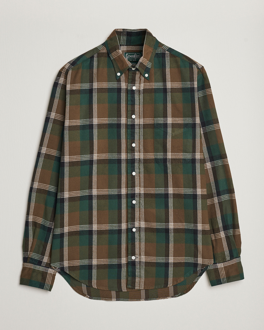Homme | Chemises | Gitman Vintage | Button Down Shaggy Flannel Shirt Olive Check