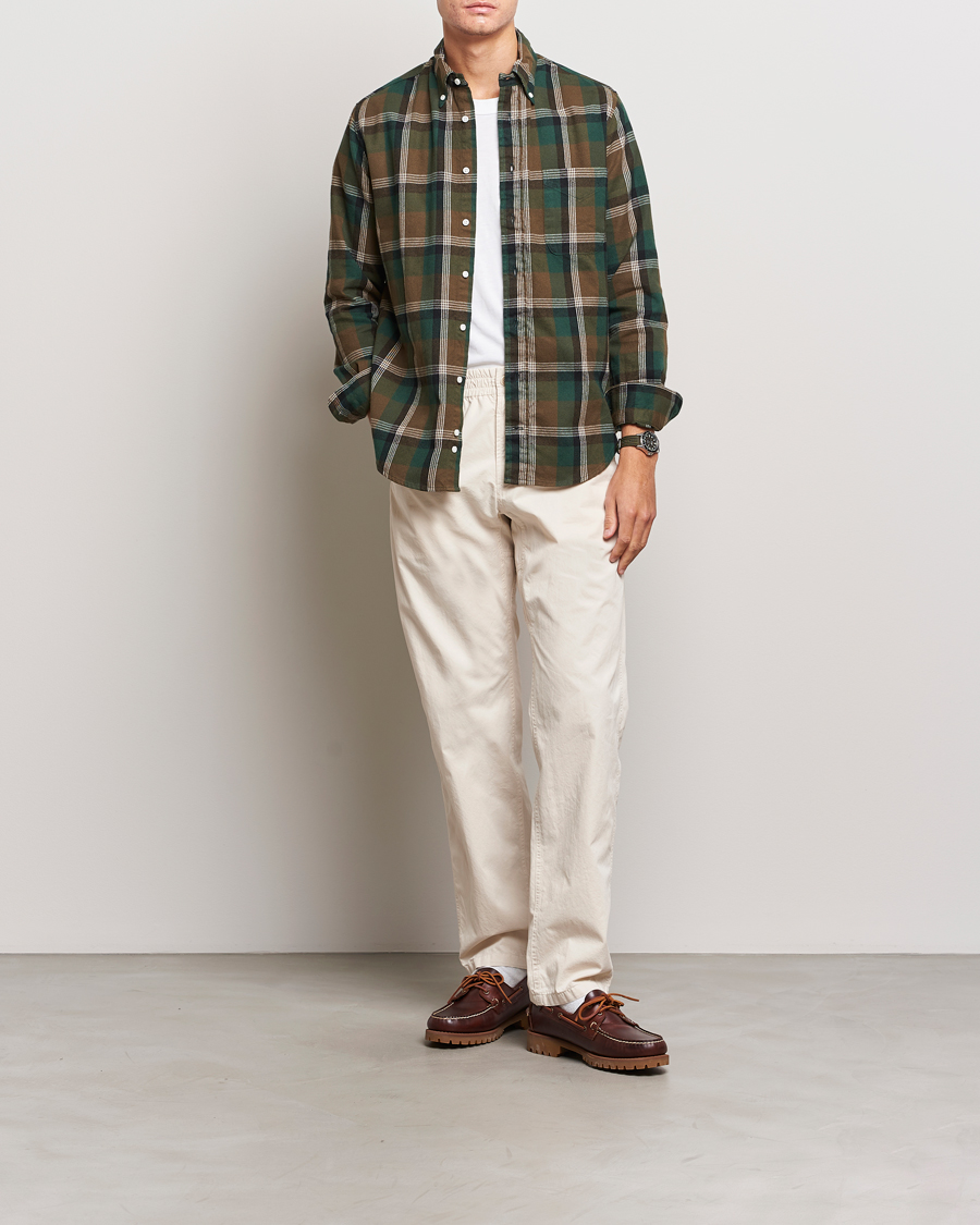 Homme | Chemises | Gitman Vintage | Button Down Shaggy Flannel Shirt Olive Check