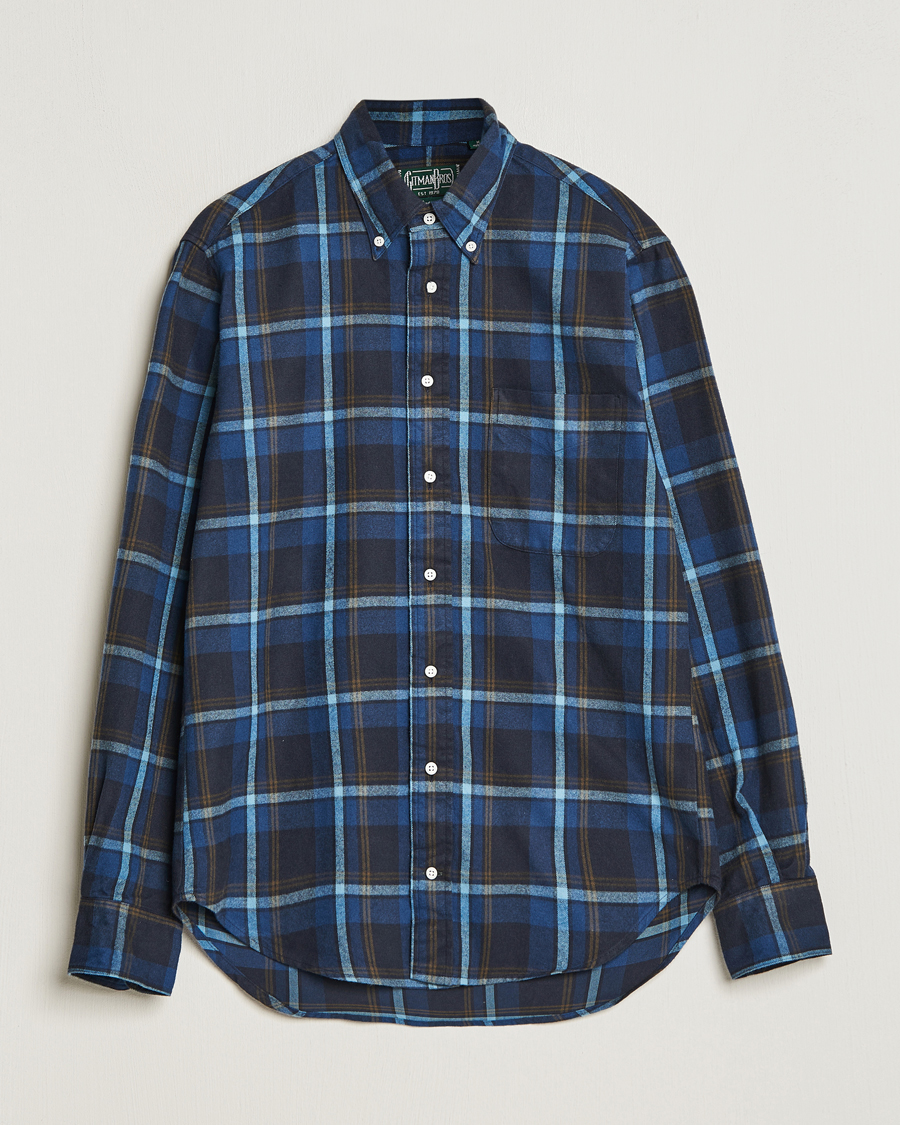 Homme | Chemises | Gitman Vintage | Button Down Shaggy Flannel Shirt Navy Check