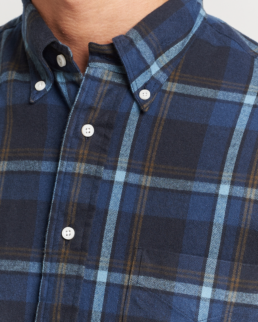 Homme | Chemises | Gitman Vintage | Button Down Shaggy Flannel Shirt Navy Check