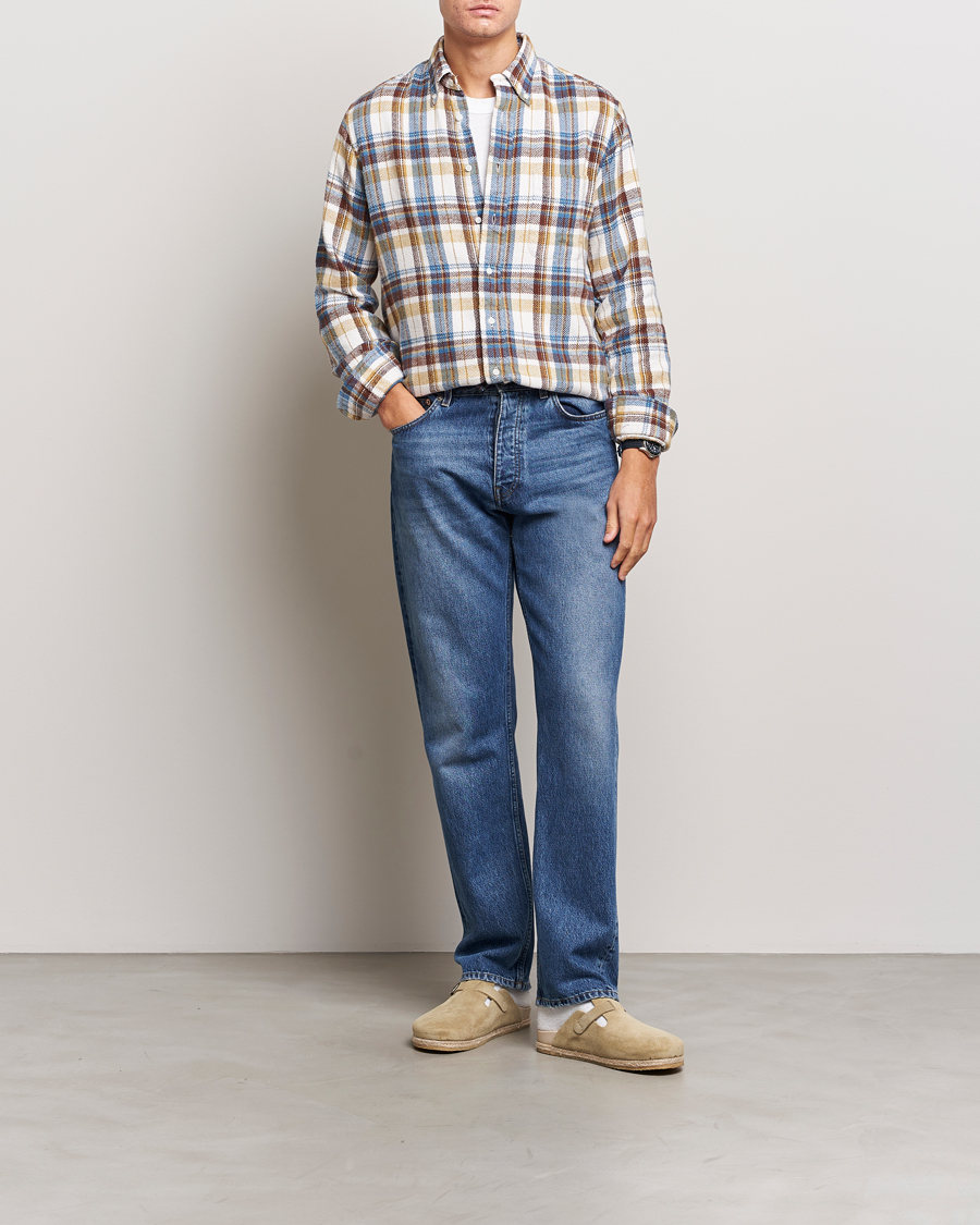 Homme | Chemises | Gitman Vintage | Button Down Triple Yarn Shirt Brown/White Check