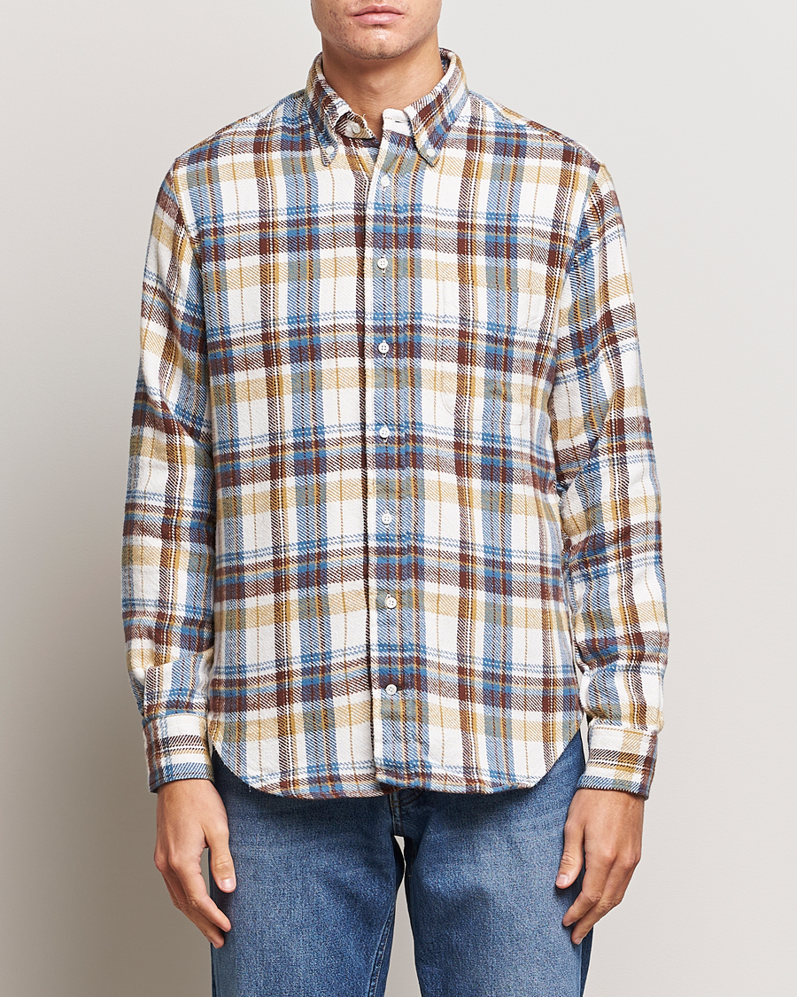 Homme | Chemises | Gitman Vintage | Button Down Triple Yarn Shirt Brown/White Check