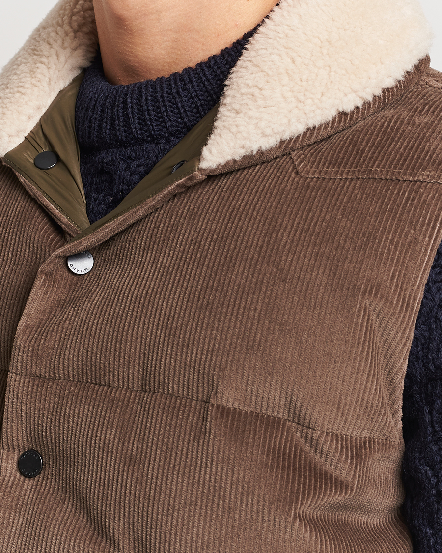 Homme | Manteaux Et Vestes | Valstar | Corduroy Shearling Collar Down Vest Brown
