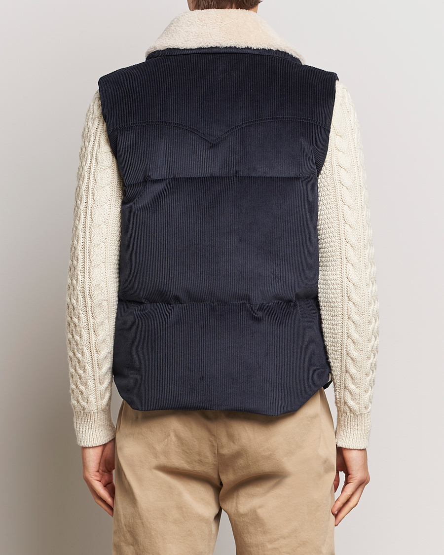 Homme | Manteaux Et Vestes | Valstar | Corduroy Shearling Collar Down Vest Navy