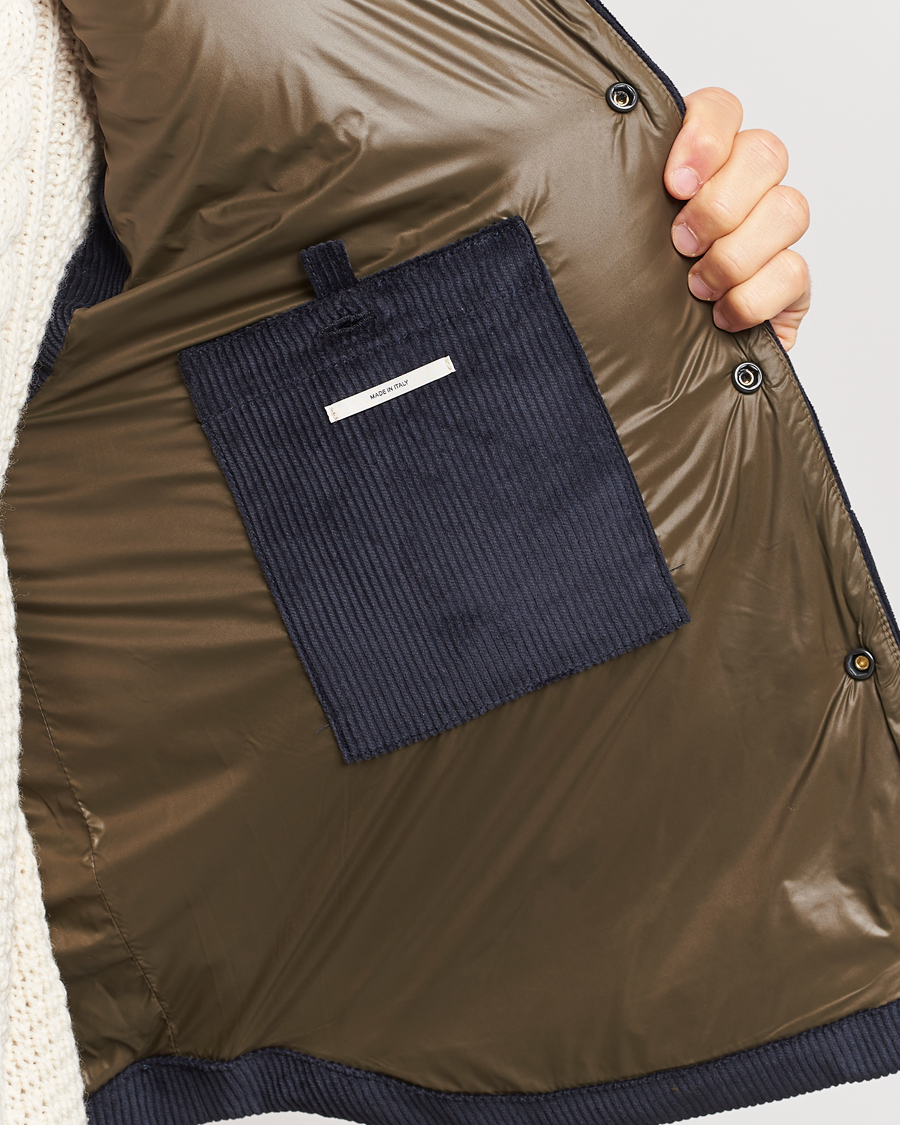 Homme | Manteaux Et Vestes | Valstar | Corduroy Shearling Collar Down Vest Navy