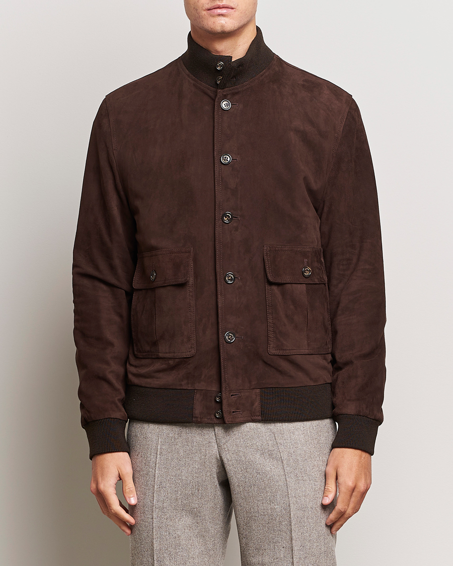 Homme | Manteaux Et Vestes | Valstar | Valstarino Suede Jacket Dark Brown