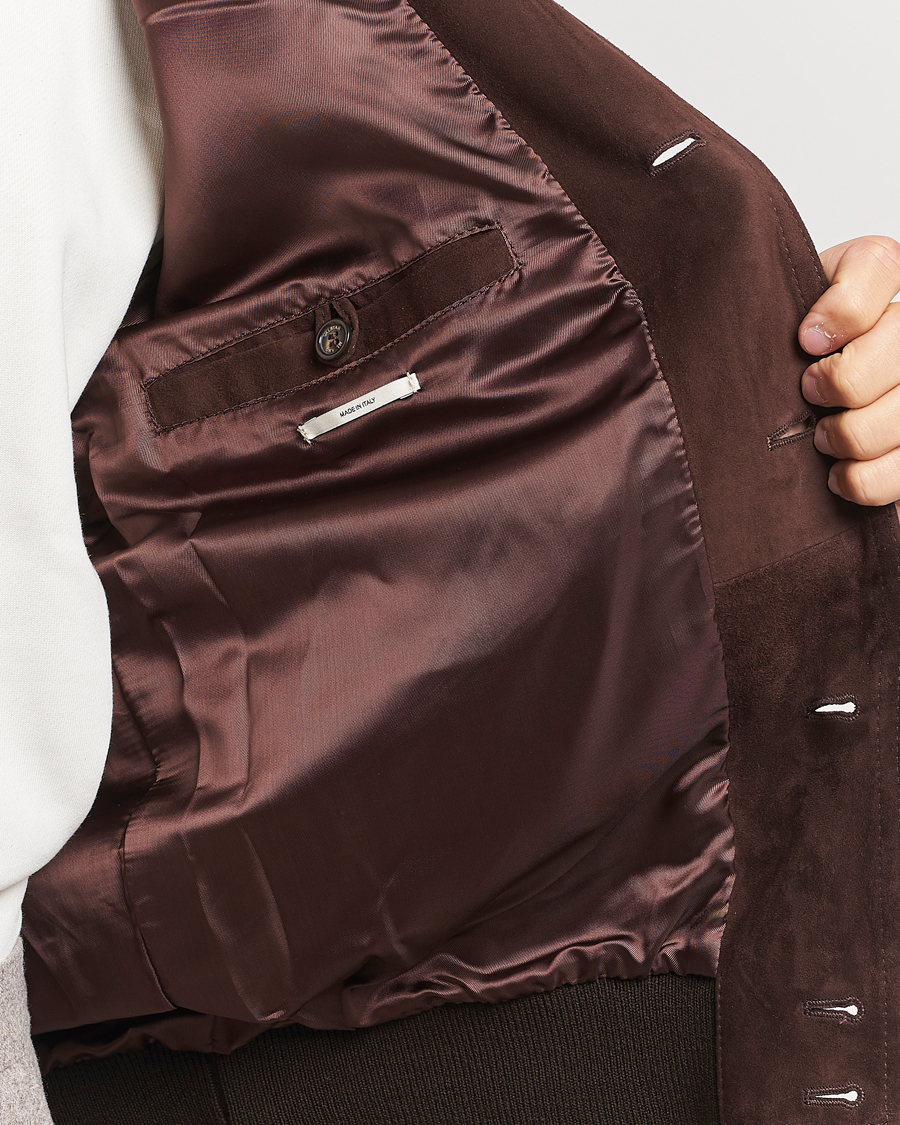 Homme | Manteaux Et Vestes | Valstar | Valstarino Suede Jacket Dark Brown