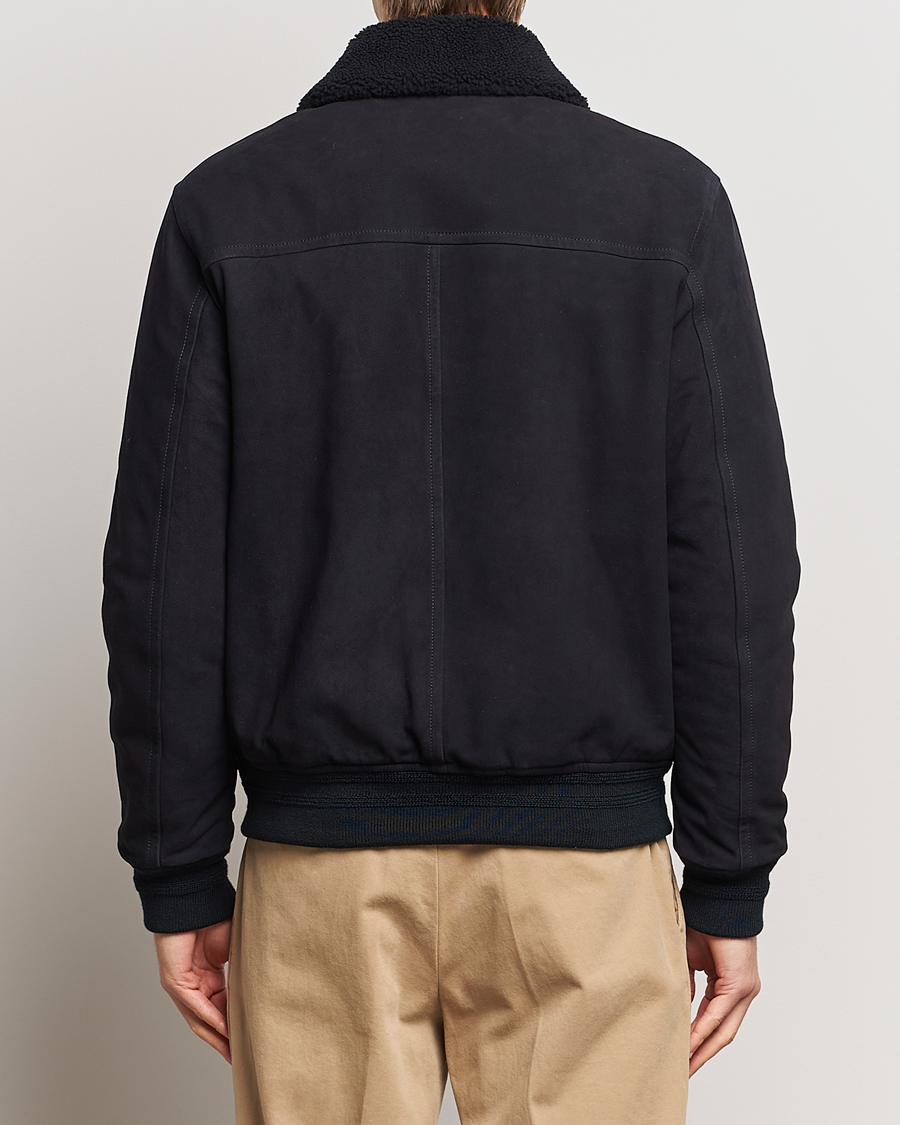 Homme | Manteaux Et Vestes | Valstar | Shearling Collar Suede Bomber Navy