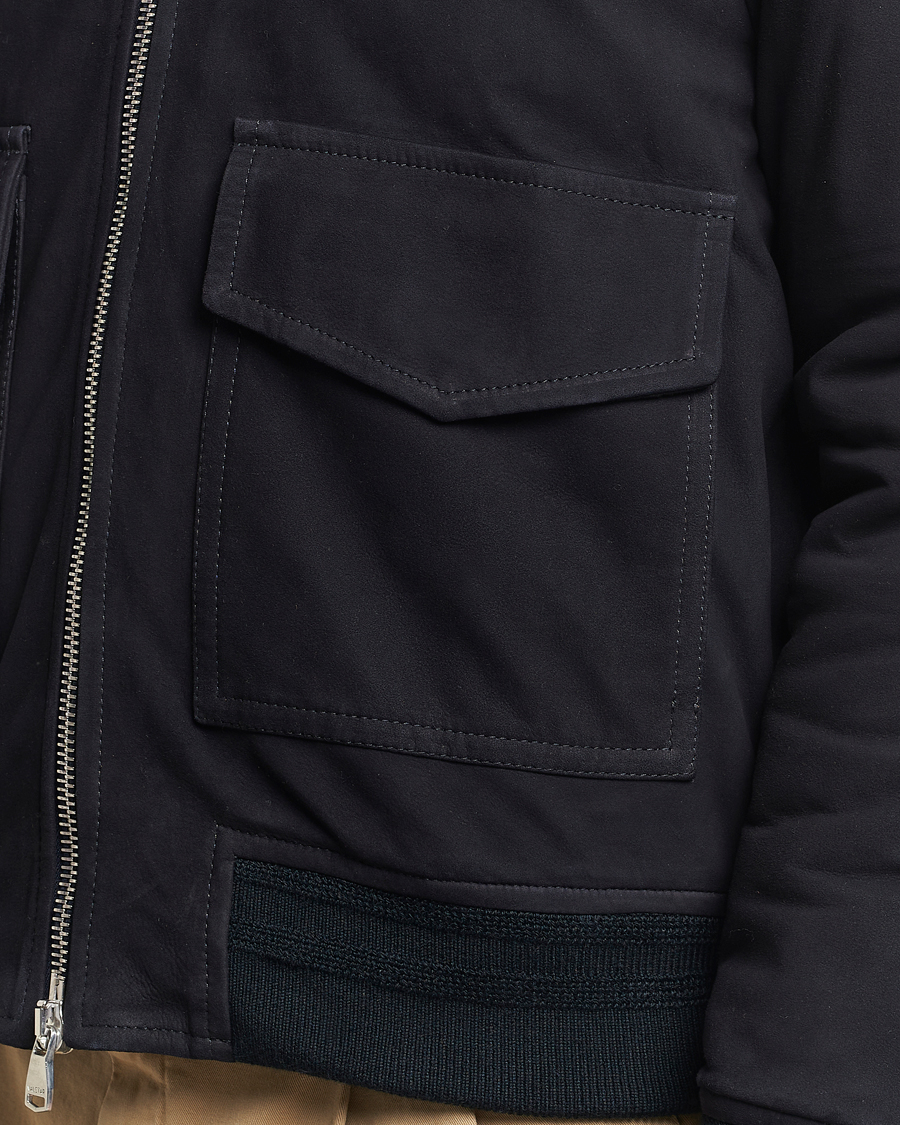 Homme | Manteaux Et Vestes | Valstar | Shearling Collar Suede Bomber Navy