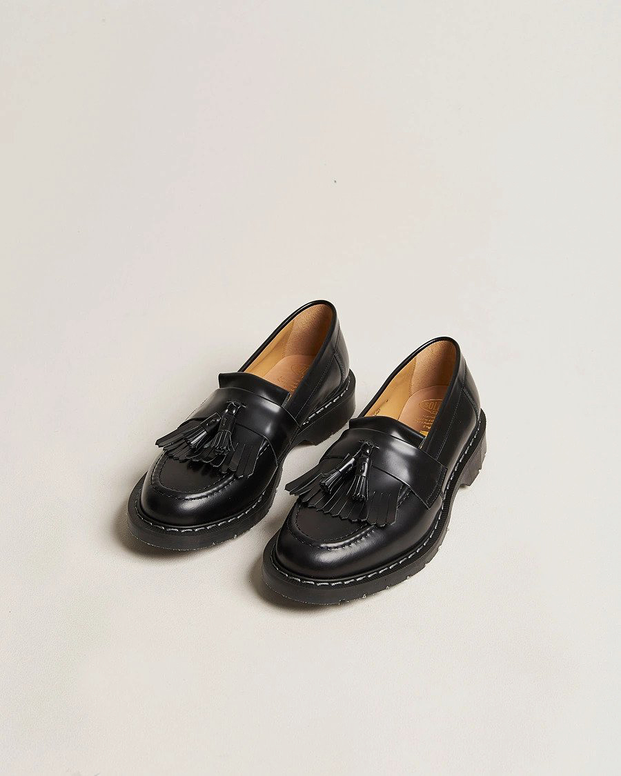 Homme | Chaussures Faites Main | Solovair | Tassel Loafer Black Shine