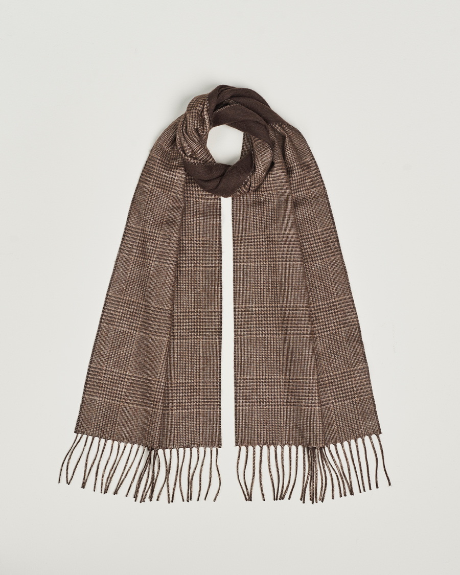 Homme | Piacenza Cashmere Cashmere/Silk Glencheck Scarf Brown | Piacenza Cashmere | Cashmere/Silk Glencheck Scarf Brown