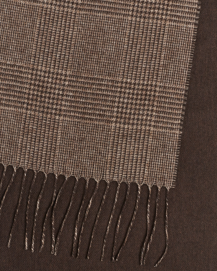 Homme | Piacenza Cashmere Cashmere/Silk Glencheck Scarf Brown | Piacenza Cashmere | Cashmere/Silk Glencheck Scarf Brown