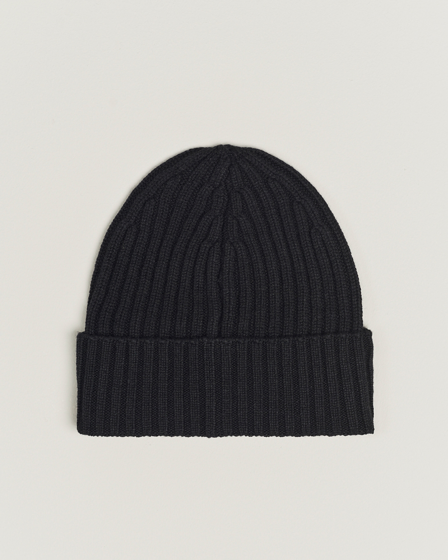 Homme | Piacenza Cashmere Ribbed Cashmere Beanie Black | Piacenza Cashmere | Ribbed Cashmere Beanie Black