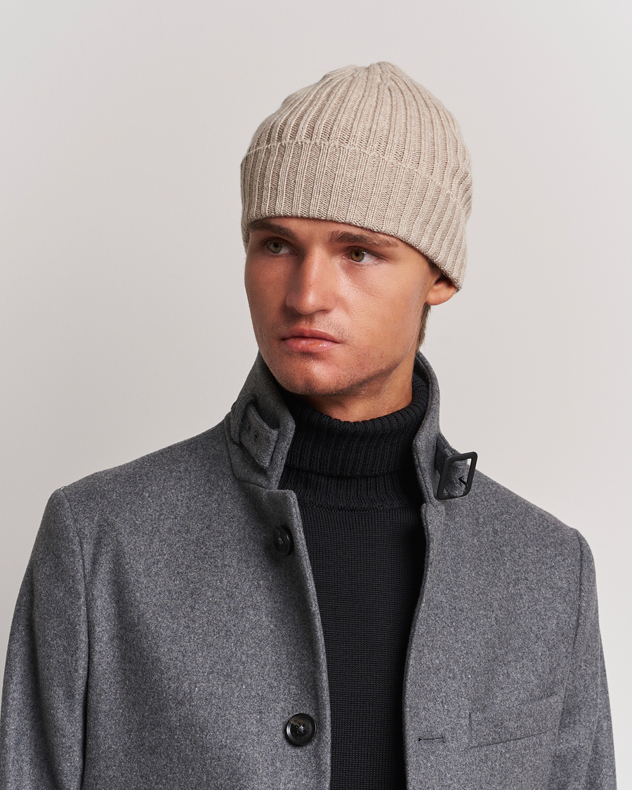 Homme |  | Piacenza Cashmere | Ribbed Cashmere Beanie Light Beige