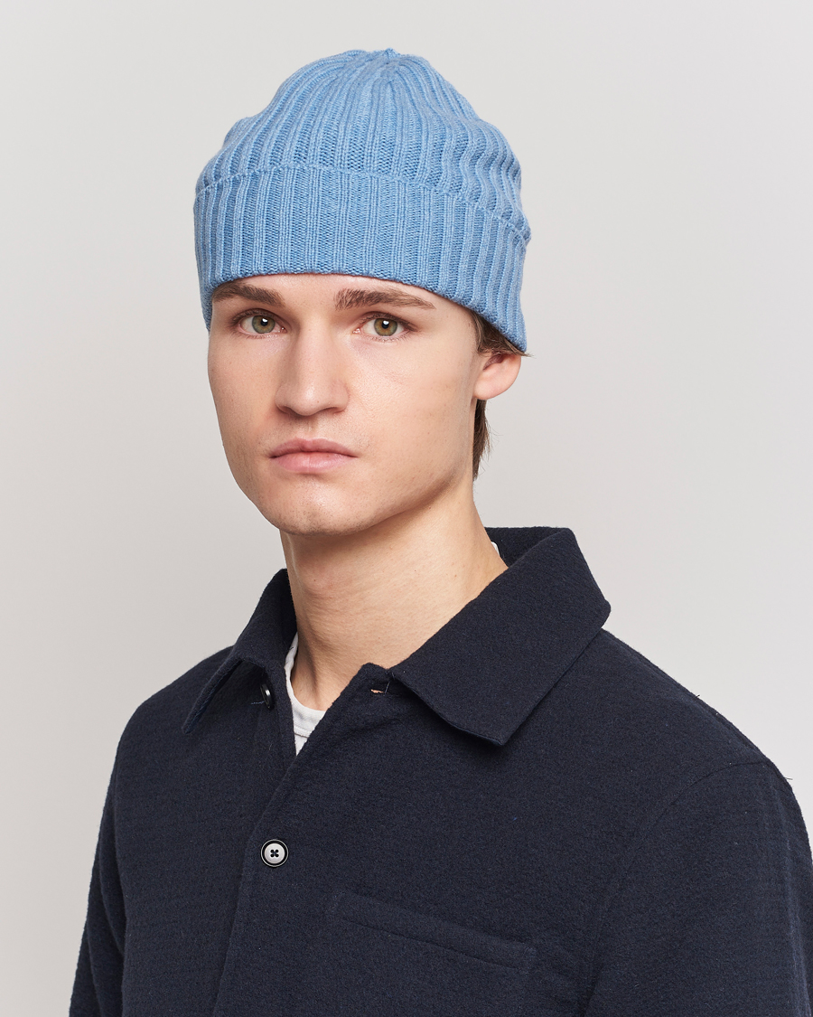 Homme |  | Piacenza Cashmere | Ribbed Cashmere Beanie Light Blue