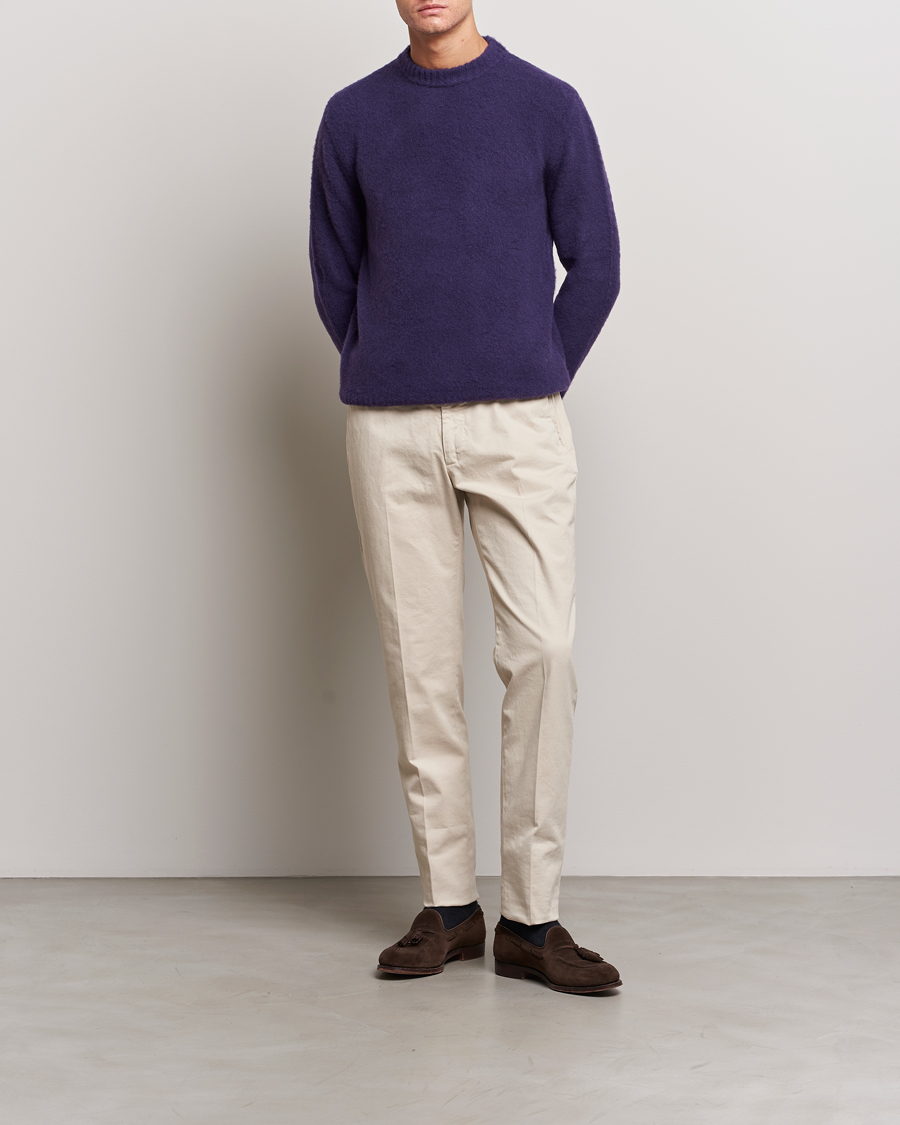 Homme | Pulls Et Tricots | Piacenza Cashmere | Brushed Wool Crew Neck Dark Purple