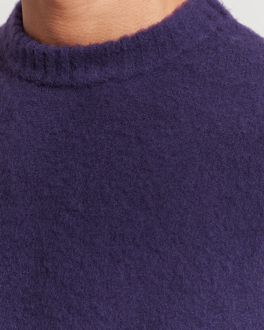 Homme | Pulls Et Tricots | Piacenza Cashmere | Brushed Wool Crew Neck Dark Purple
