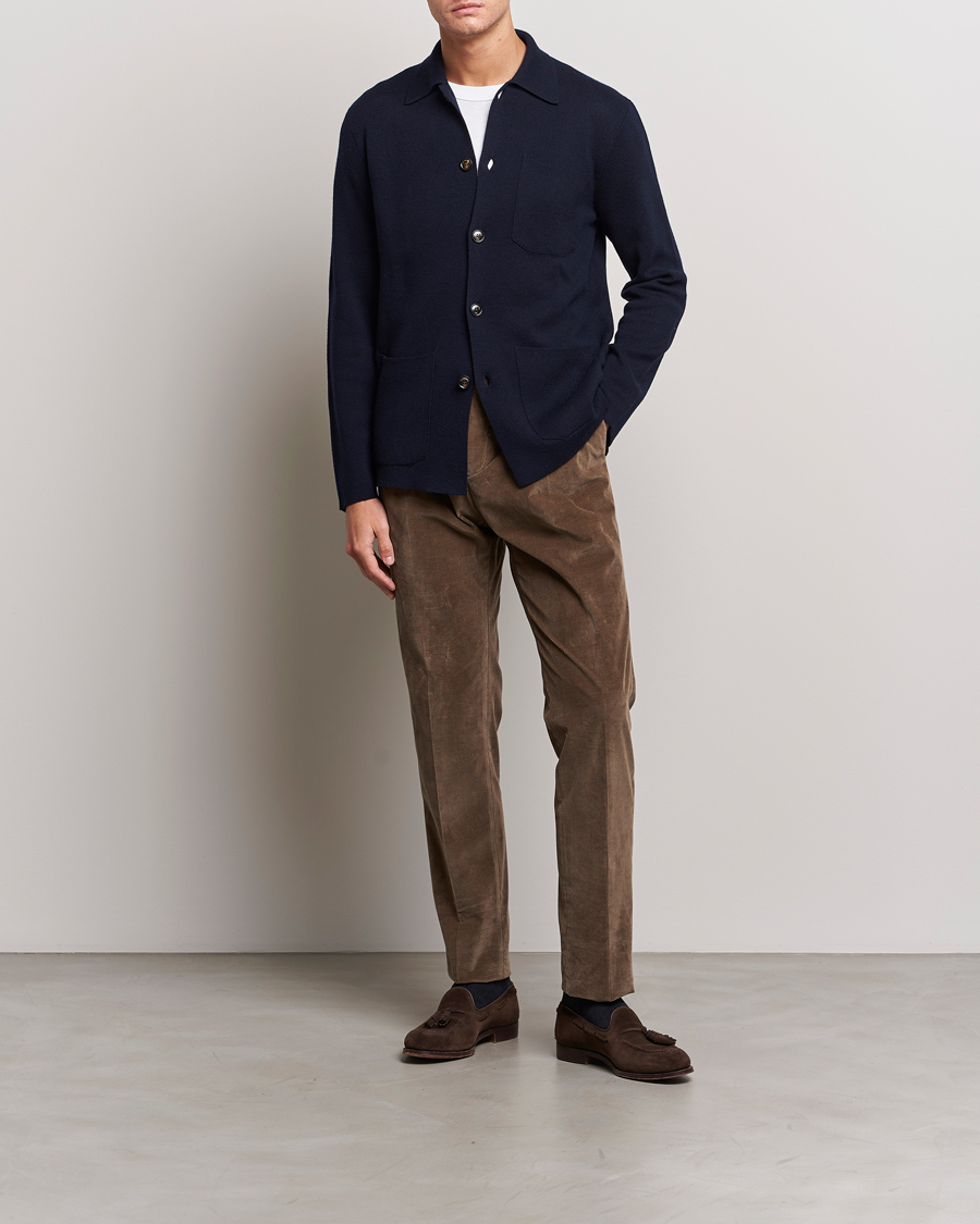 Homme | Pulls Et Tricots | Piacenza Cashmere | Virgin Wool Knit Cardigan Navy