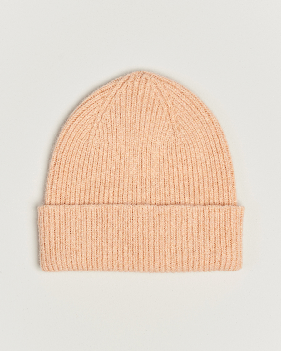 Homme | Bonnets | Le Bonnet | Lambswool/Caregora Beanie Peach