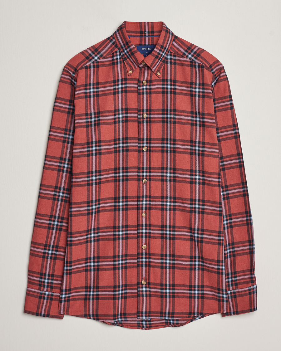 Homme | Chemises | Eton | Regular Fit Checked Flannel Shirt Red/Navy