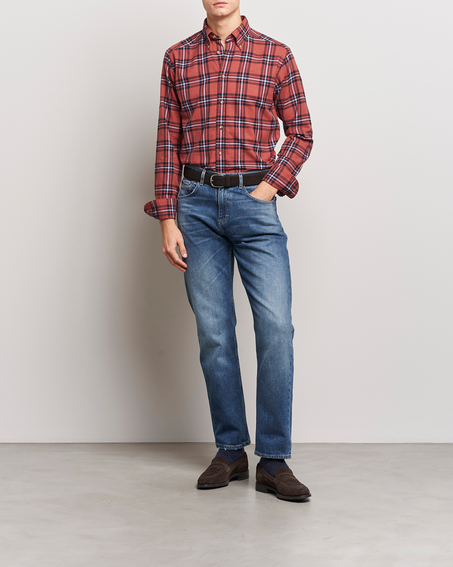 Homme | Chemises | Eton | Regular Fit Checked Flannel Shirt Red/Navy